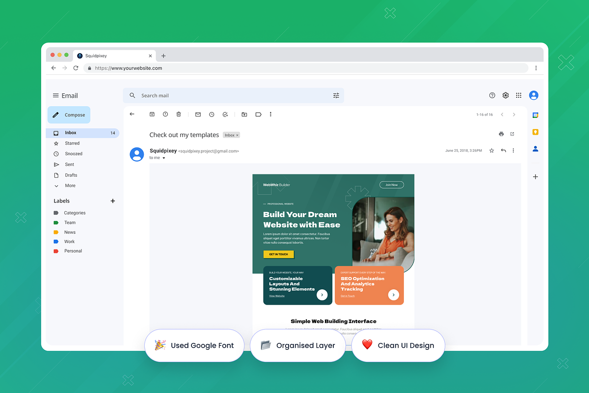 Website Builder Email Newsletter, an UI Kit Template by SquidPixey (Photo 2 of 6)