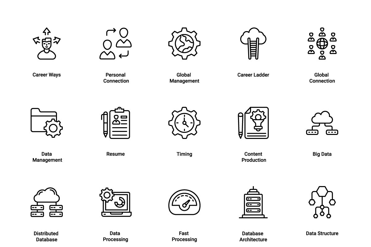 Data Management, an Outline Icon by Color Cubes (Photo 5 of 5)