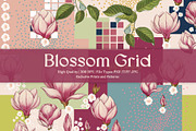 Blossom Grid Prints & Patterns, a Pattern Graphic by GND ART STUDIO (Thumbnail 1 of 8)