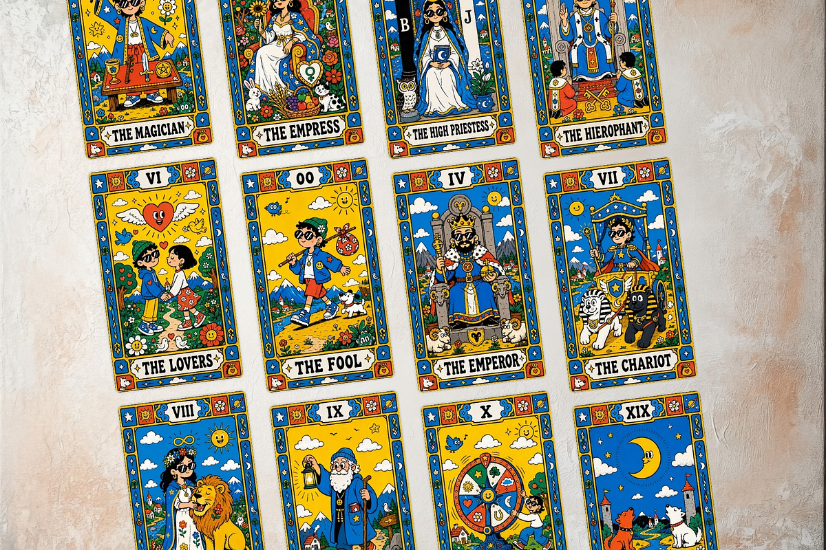 Sunny Doodle Yellow Tarot Cards, a Decorative Illustration by ThatsDesignArt (Photo 7 of 10)
