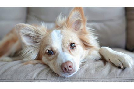 Relaxed Dog Lounging on Couch, an Animal Photo by Lermont51