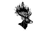 Deer Antler Silhouette Bundle, an Object Illustration by yasushie (Thumbnail 24 of 31)