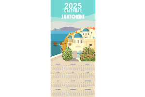 Calendar Monthly 2025 Greece Poster, an Illustration by Vector_Up