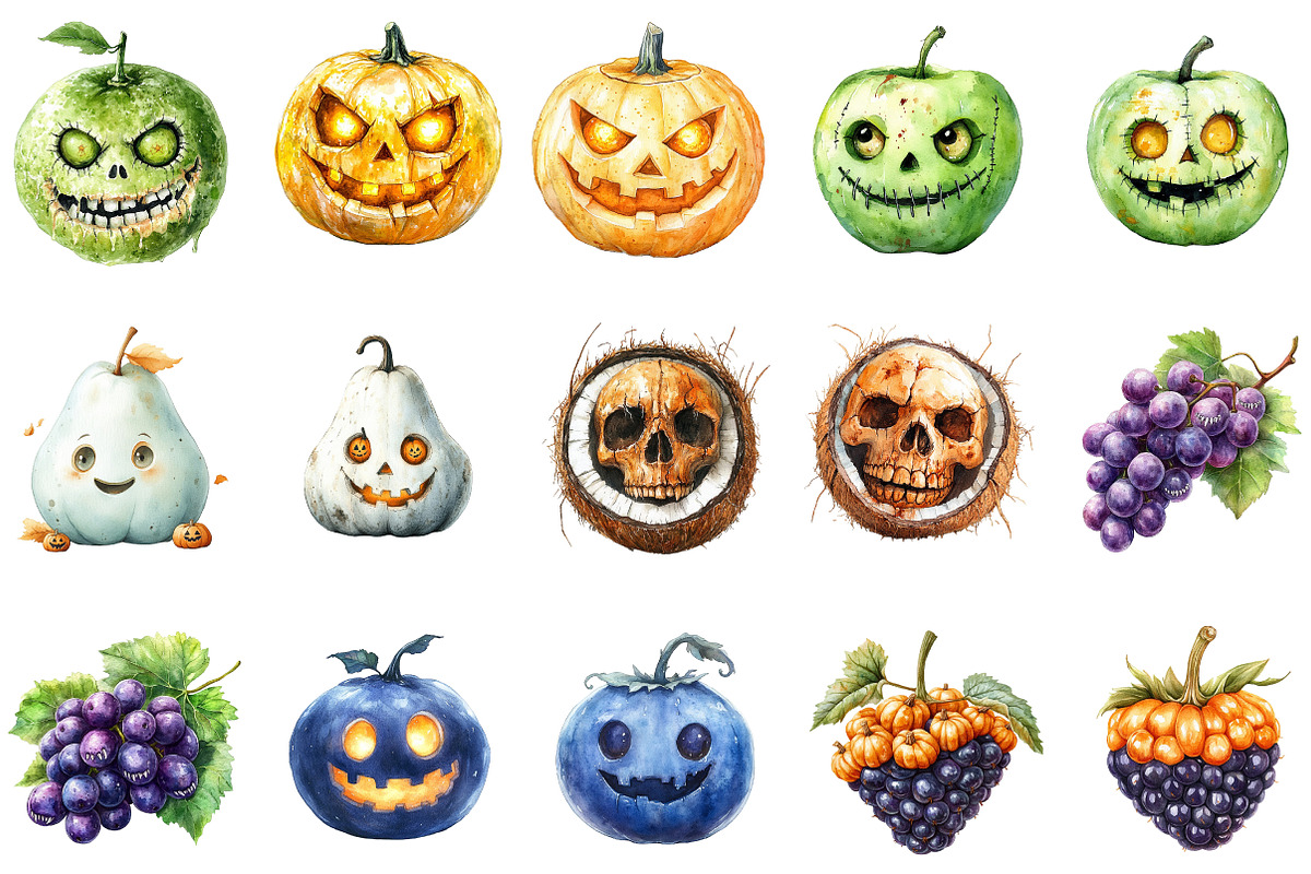 Halloween Fruit Mash-Up Clipart, an Illustration by DreamArtGraphic (Photo 3 of 5)