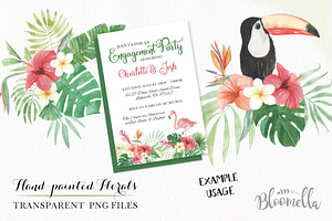 Tropical Watercolor Flamingo Clipart