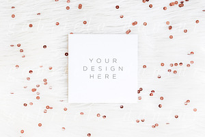 Copper Sequin Festive Square Mockup, a Print Template by Salt Color Studio