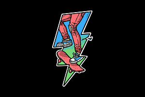 people playing skateboard with light, a Person Illustration by gunaonedesign