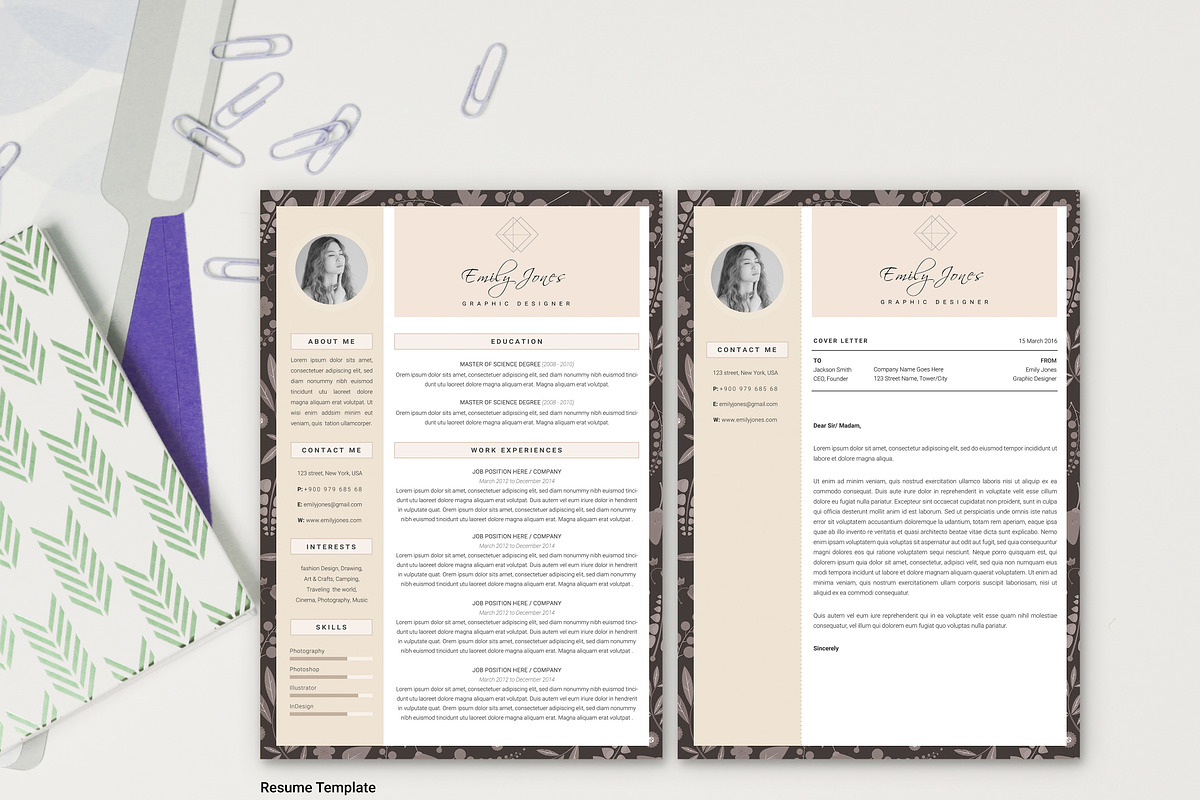 Simple Color CV-Resume Template *C, a Resume Template by Showy68 Template
