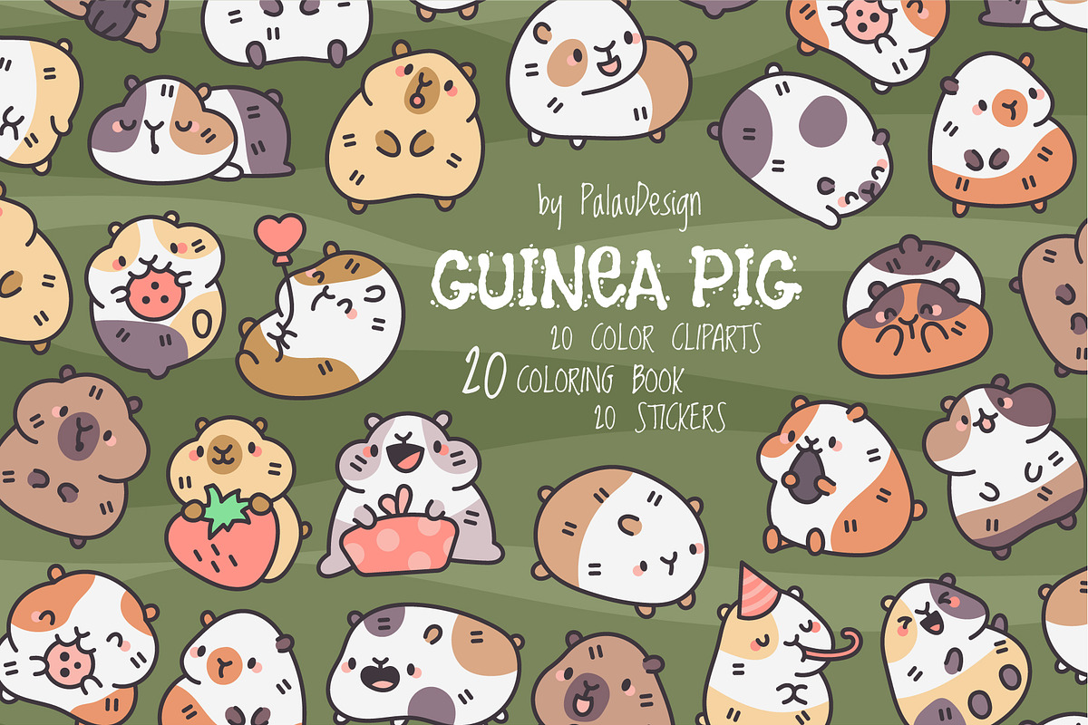Guinea Pig Clipart Set, an Animal Illustration by Palau (Photo 1 of 12)