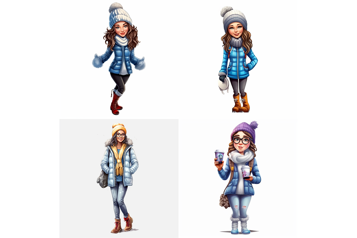 Prompt Winter Fashion Girl Clipart, a Decorative Illustration by Creative design (Photo 5 of 7)
