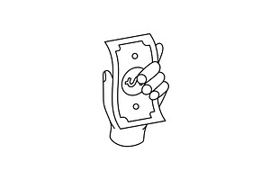 A hand holding a dollar banknote, an Object Illustration by GraphiShop