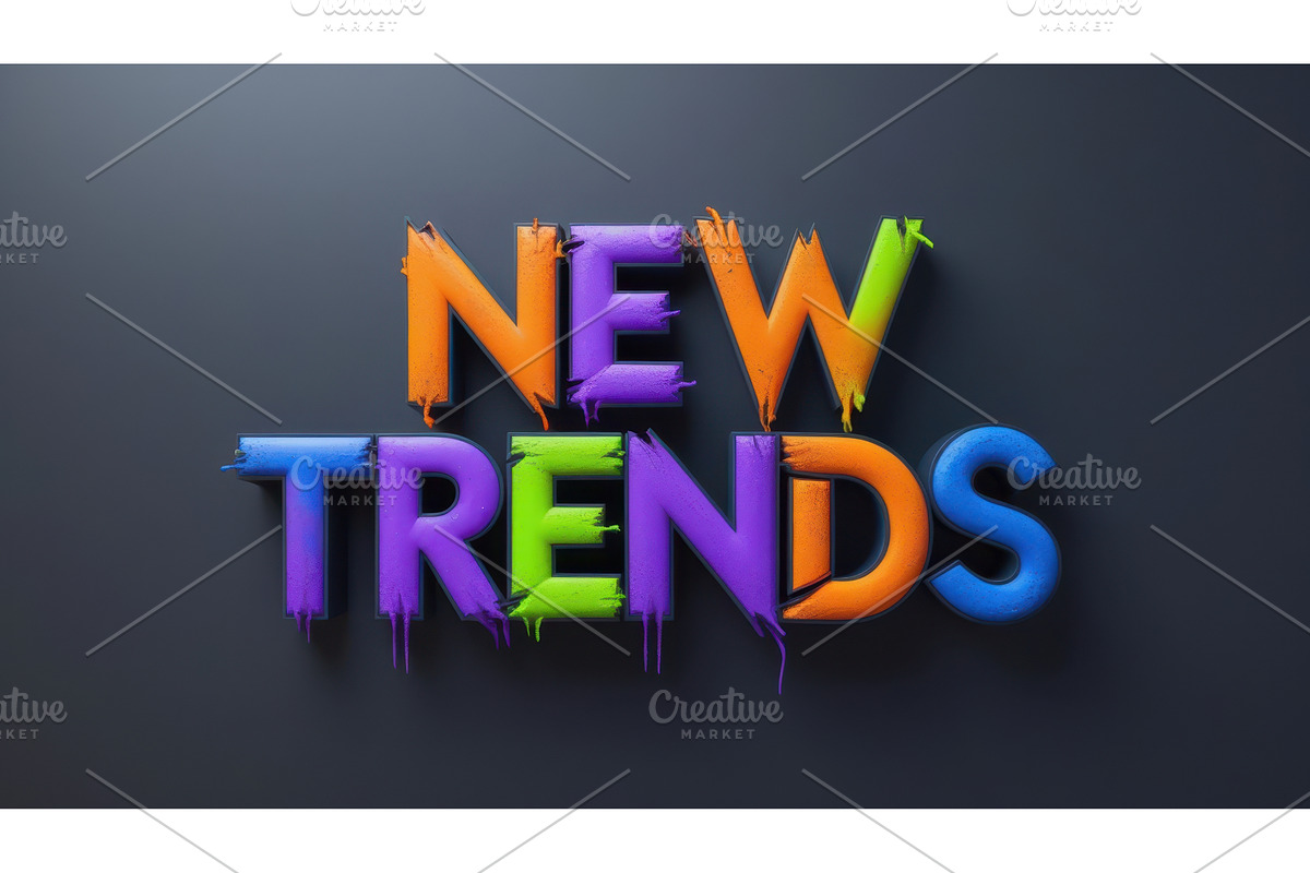 Colorful 3D text NEW TRENDS with, an Illustration by tilialucida
