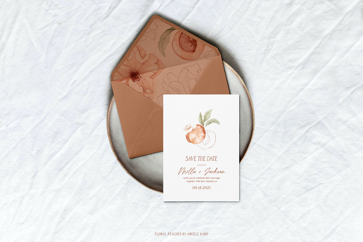 Floral Peaches watercolor flowers, an Illustration by Angele Kamp (Photo 4 of 10)