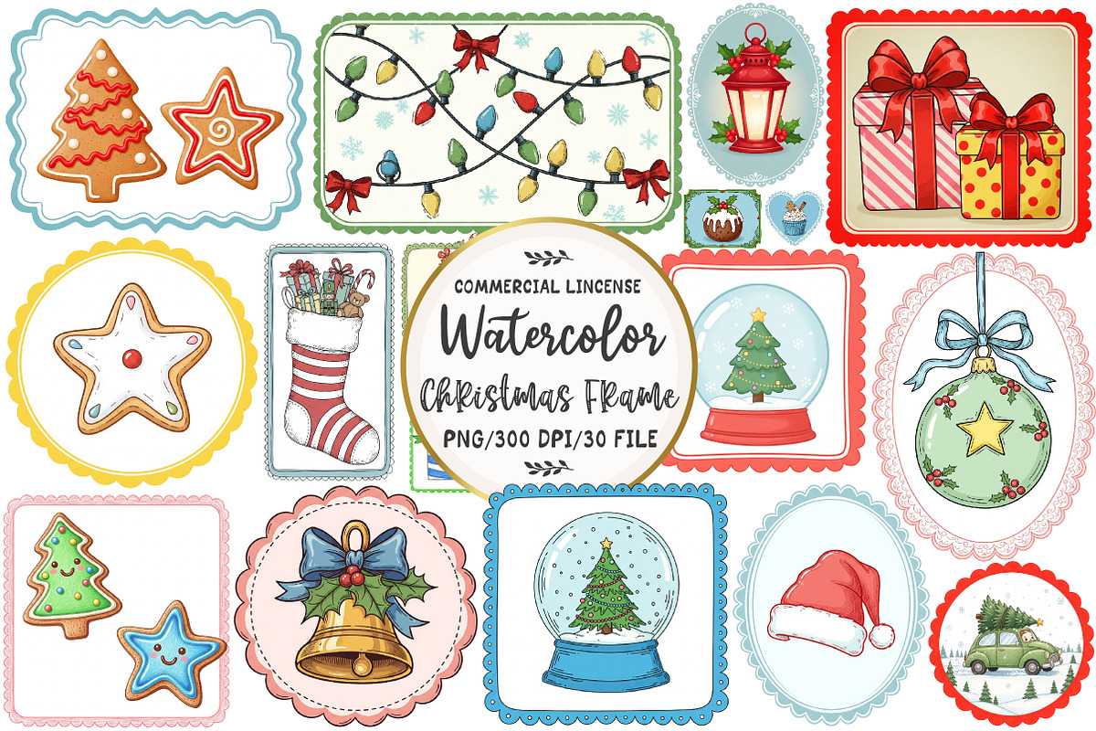 Christmas Frame Sublimation, an Illustration by OK Design (Photo 1 of 5)