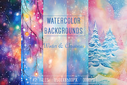 Watercolor Backgrounds. Winter, a Background Graphic by MuzaArtStudio (Thumbnail 1 of 6)