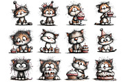 Whimsical Birthday Cats Clipart, an Illustration by DreamArtGraphic (Thumbnail 4 of 5)