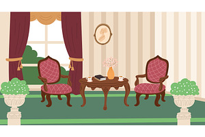 Interior of old house with antique, an Object Illustration by Vectorbuum