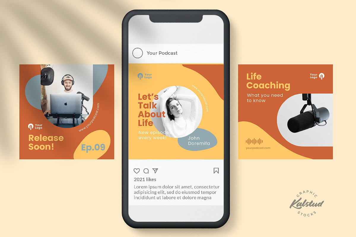 RADIO - Podcast Instagram Template, a Social Media Template by Kalstud (Photo 3 of 4)