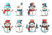 Cartoon Christmas Snowmans. PNG, an Animal Illustration by KENO Mascots (Thumbnail 2 of 8)
