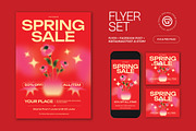 Red Bold Spring Sale Flyer Set, a Flyer Template by graphicook (Thumbnail 1 of 3)