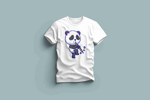 Panda Bear Playing Flute Cartoon, an Animal Illustration by Artstorystudio
