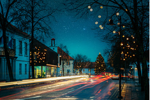Car light trails on an illuminated, an Architecture Photo by Our Amazing World