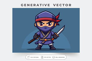 A customizable ninja cartoon charact, a Graphic by Iftikhar Alam