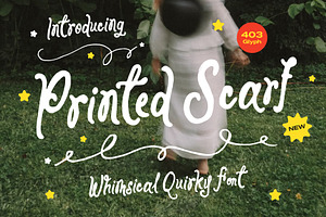 Printed Scarf Whimsical Quirky Font