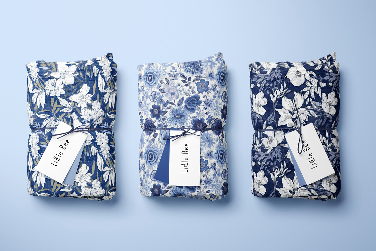 Blue on white floral patterns, a Pattern Graphic by Ninterints (Photo 13 of 18)