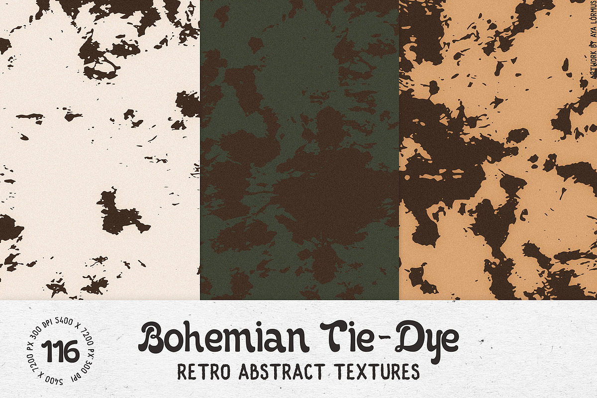 Bohemian TieDye Retro textures, a Texture Graphic by AyaLormus (Photo 7 of 17)