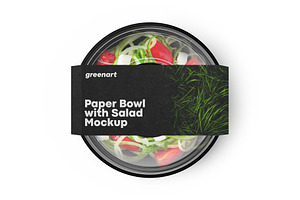 Paper Bowl with Salad Mockup