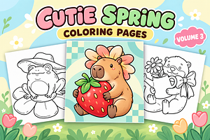 Cutie Spring Coloring Pages Vol. 3, a Seasonal Illustration by Inkivelle Studio