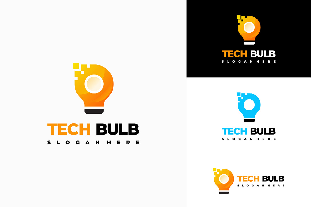 Set of Modern Tech Bulb logo designs, a Branding & Logo Template by Lucky Creative (Photo 5 of 5)