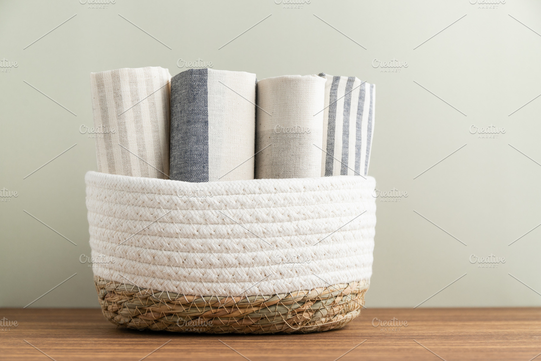 Stack of cotton kitchen towels in wi, a Photo by Edalin's Store