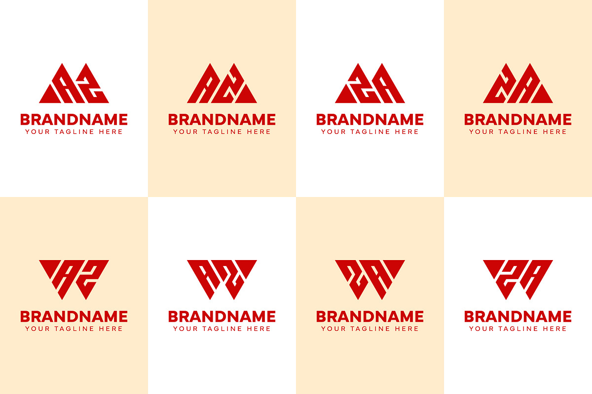 Letters MAZ WAZ AZ Logo Set, a Branding & Logo Template by Pray Art Design Studio