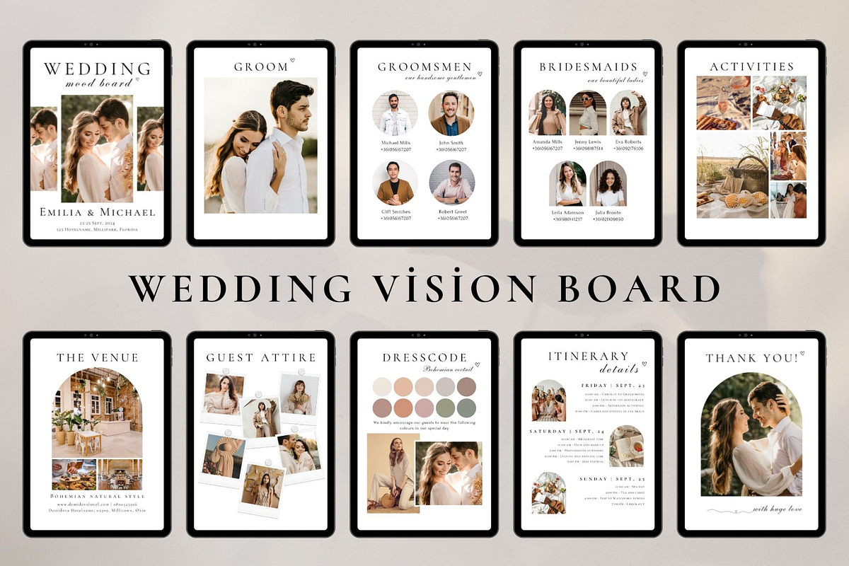 Wedding mood board Canva template, a Card Template by EvaTemplates (Photo 2 of 8)