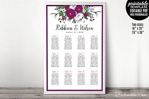 Floral Wedding Seating Chart, a Stationery Template by Blush Roses Print