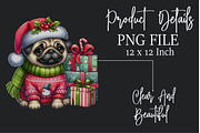 Christmas Pug Dog Clipart Bundle, a Seasonal Illustration by Rose Art (Thumbnail 5 of 5)