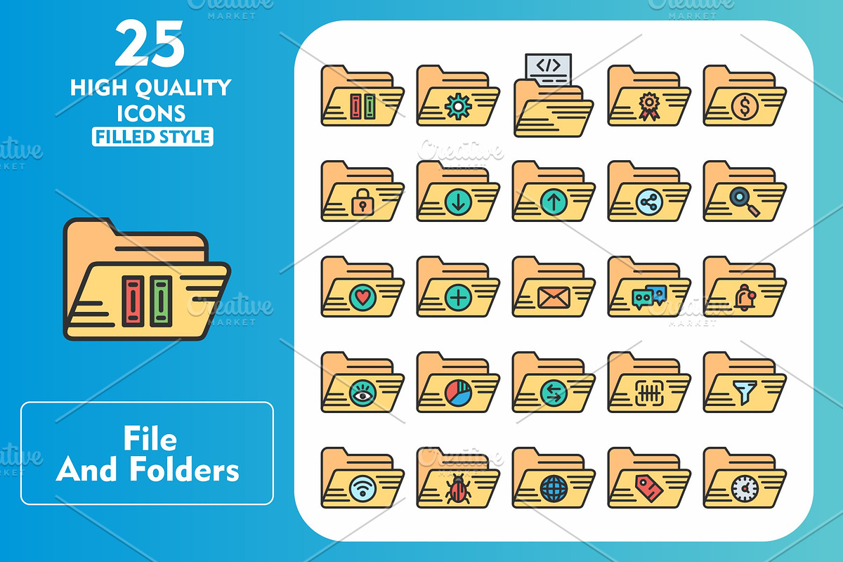 25 File and Folders Line Filled Icon, an Icon by Pexelpy