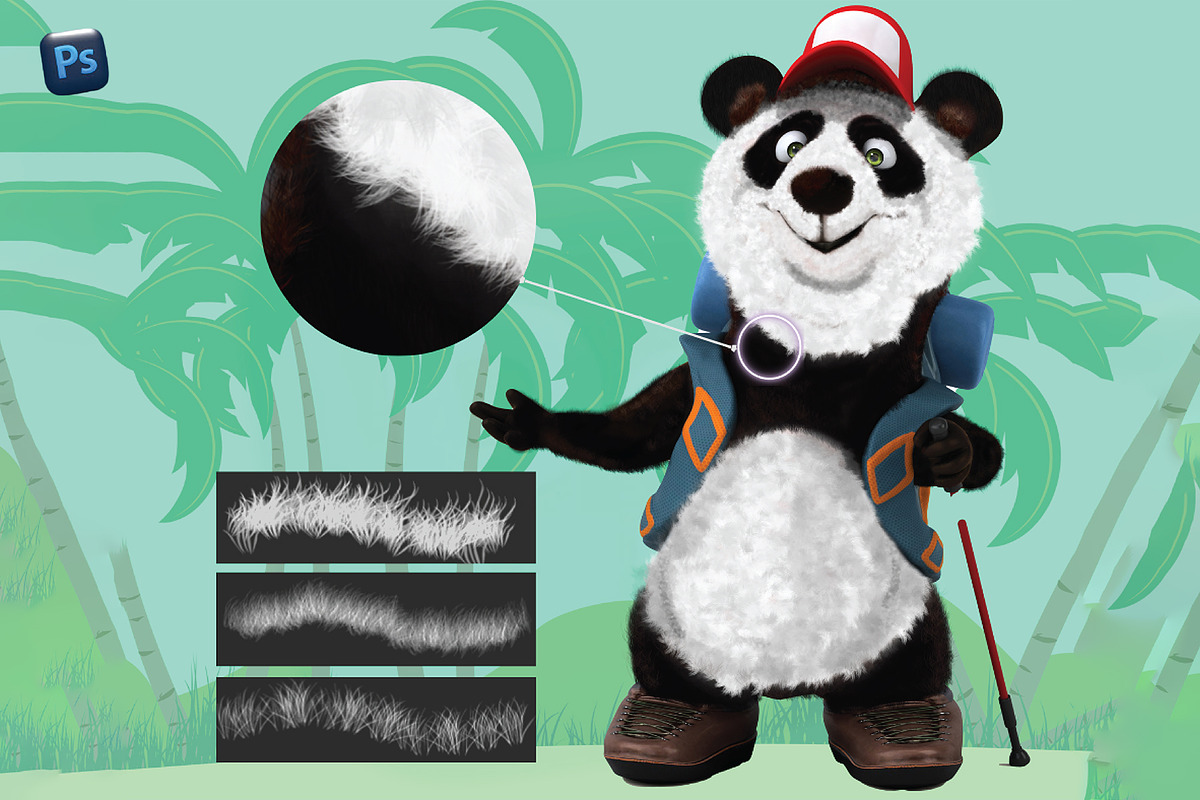 50 photoshop Fur & Texture Brushes, a Brush Add-On by Velo Graphic Studio (Photo 5 of 11)