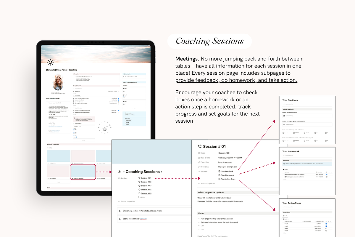 Notion Template Coaching Planner, a Stationery Template by TheCoastlineStudio (Photo 7 of 10)
