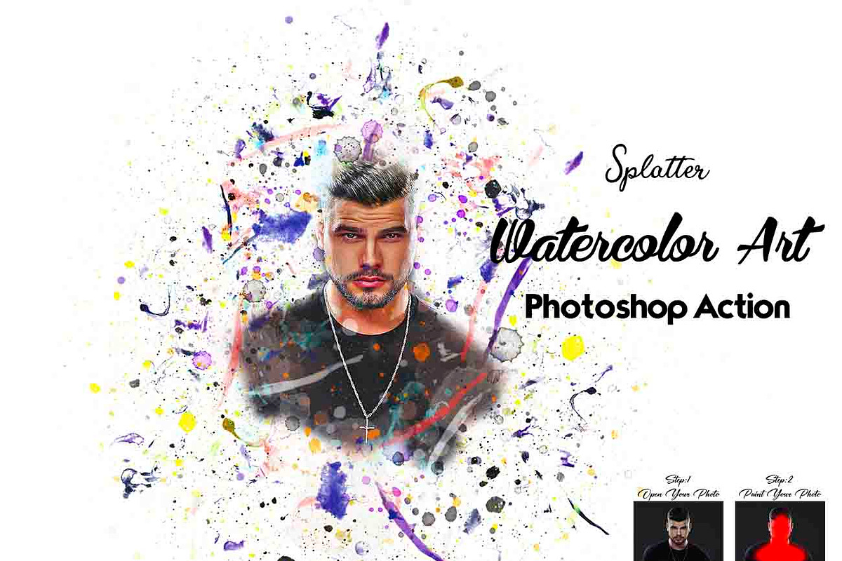 Splatter Watercolor Art Ps Action, an Action Add-On by Studio Retouch