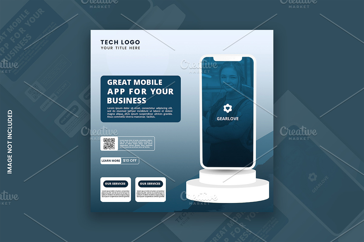 Mobile app promotional poster design, a Social Media Template by graphics city (Photo 1 of 2)