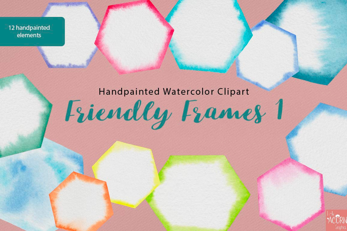 Watercolor Friendly Frames 1 PNG, an Object Graphic by LittleAcornGraphics (Photo 2 of 6)