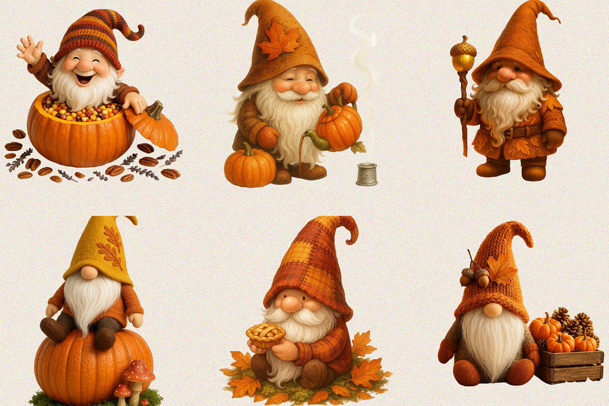 Fall Gnome Clipart Autumn  Bundle., an Illustration by SVGArt (Photo 5 of 8)