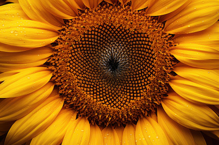 Sunflower with water drops close-up., a Photo by Iftikhar Alam