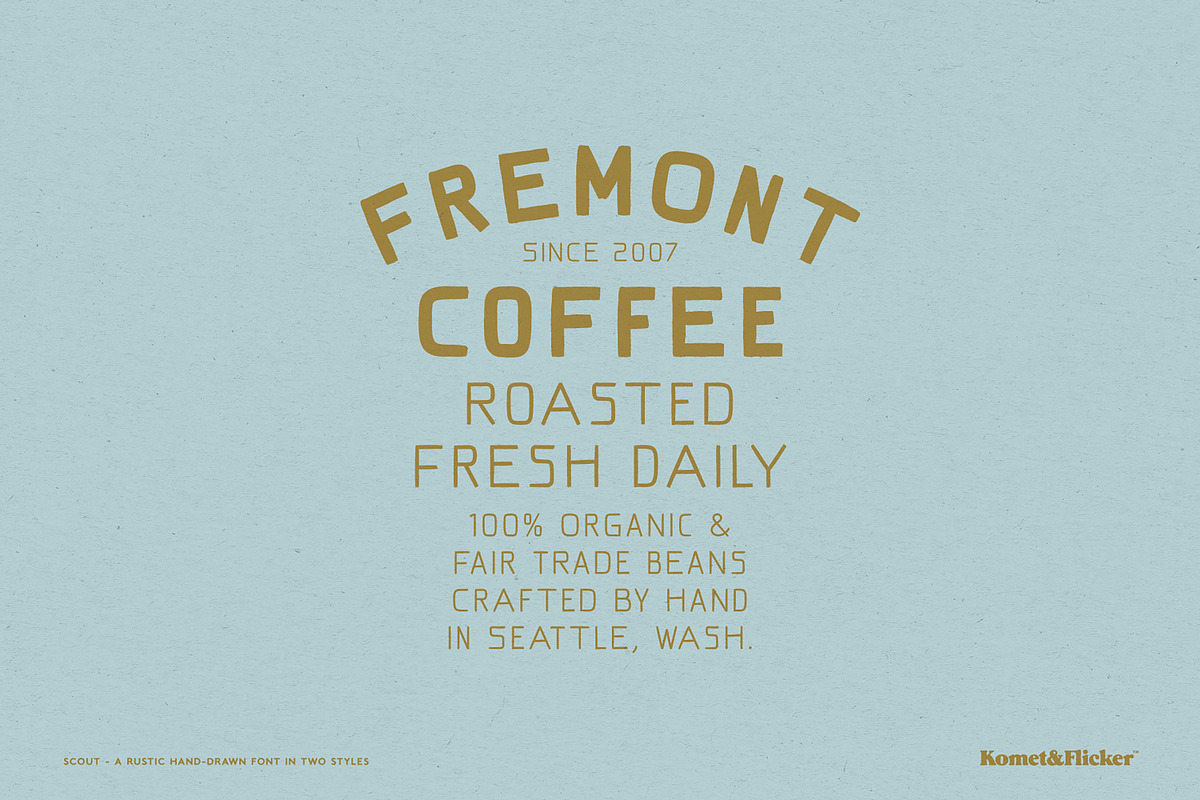 Scout - A Rustic Hand Drawn Font, a Sans Serif Font by Komet & Flicker (Photo 6 of 12)