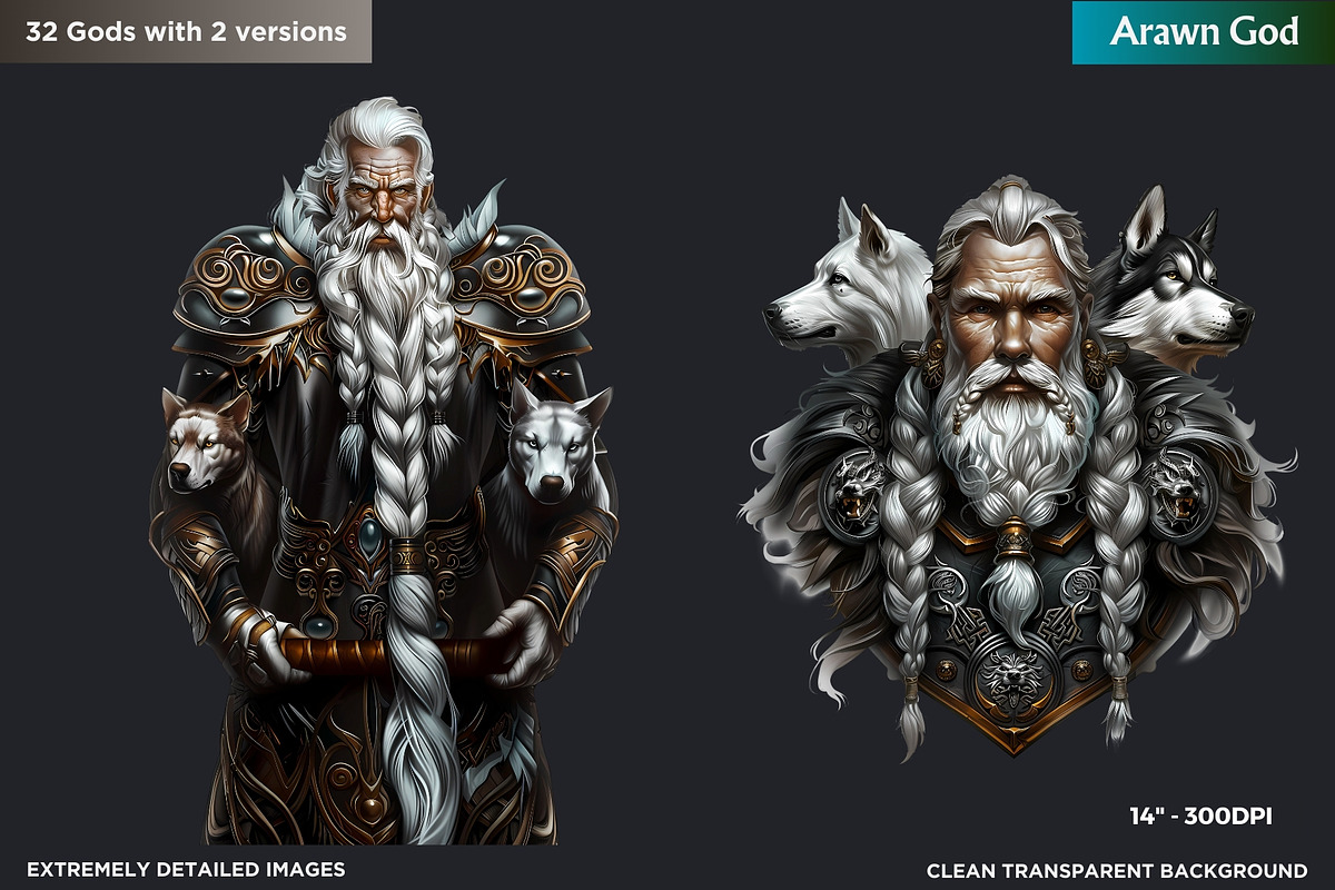 Celtic God Goddess clipart set, a Person Illustration by ThatsDesignArt (Photo 3 of 12)