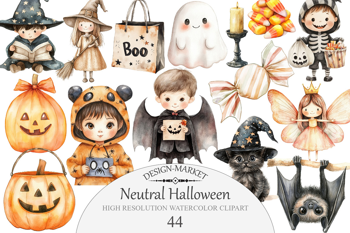 Neutral Halloween Clipart, an Illustration by Design Market (Photo 1 of 5)