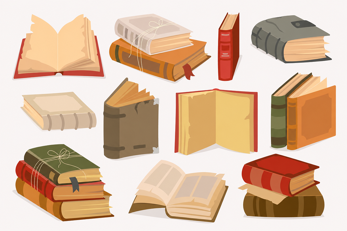 Vintage Books Illustrations, an Education Illustration by Anna Studio (Photo 10 of 11)